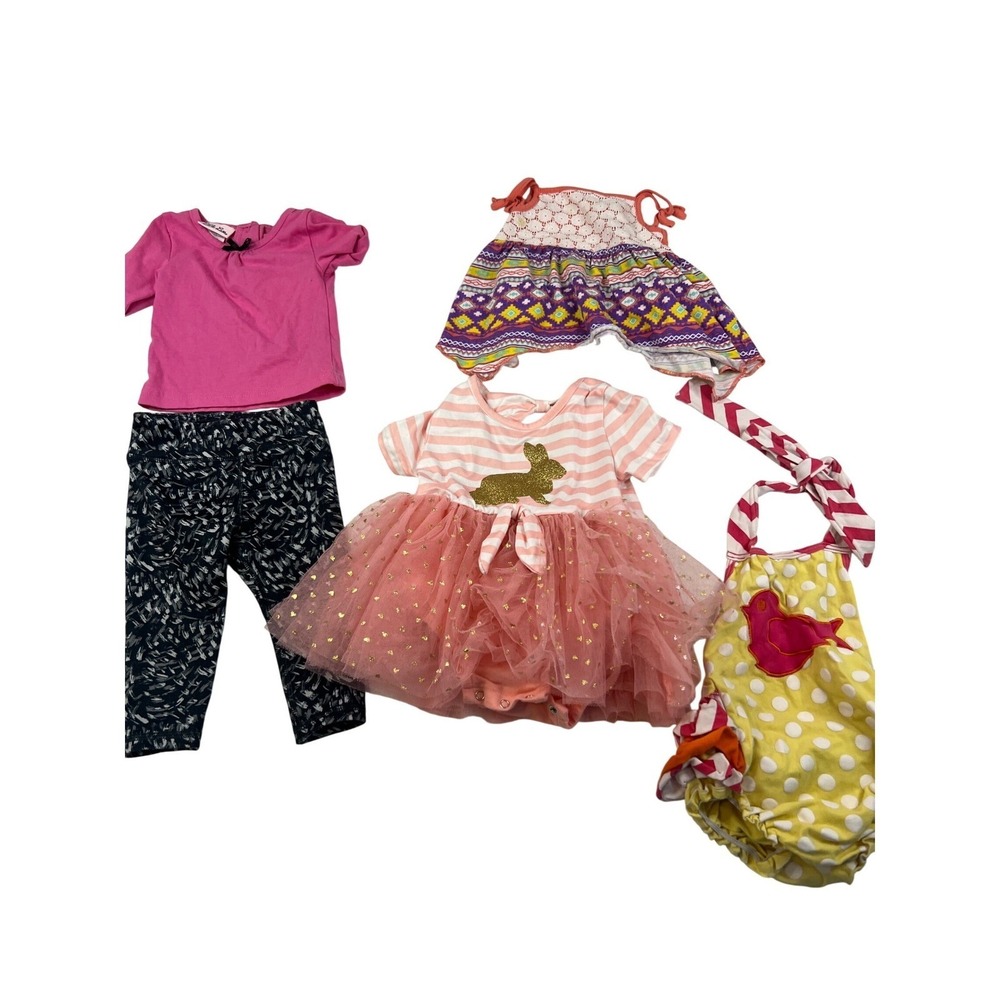 Baby Girl 12M Clothes Lot Marie Nicole Bunny Tutu Jumping Beans Little Lass 5pc